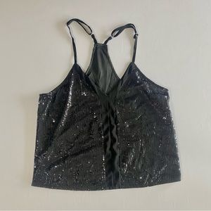 Black Sequin Tank Top, Size L